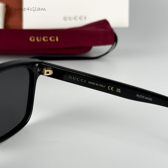 Gucci Men Sunglasses Black Grey Anti-Reflective Square GG0746S LOGO 001 NEW - Picture 6 of 8